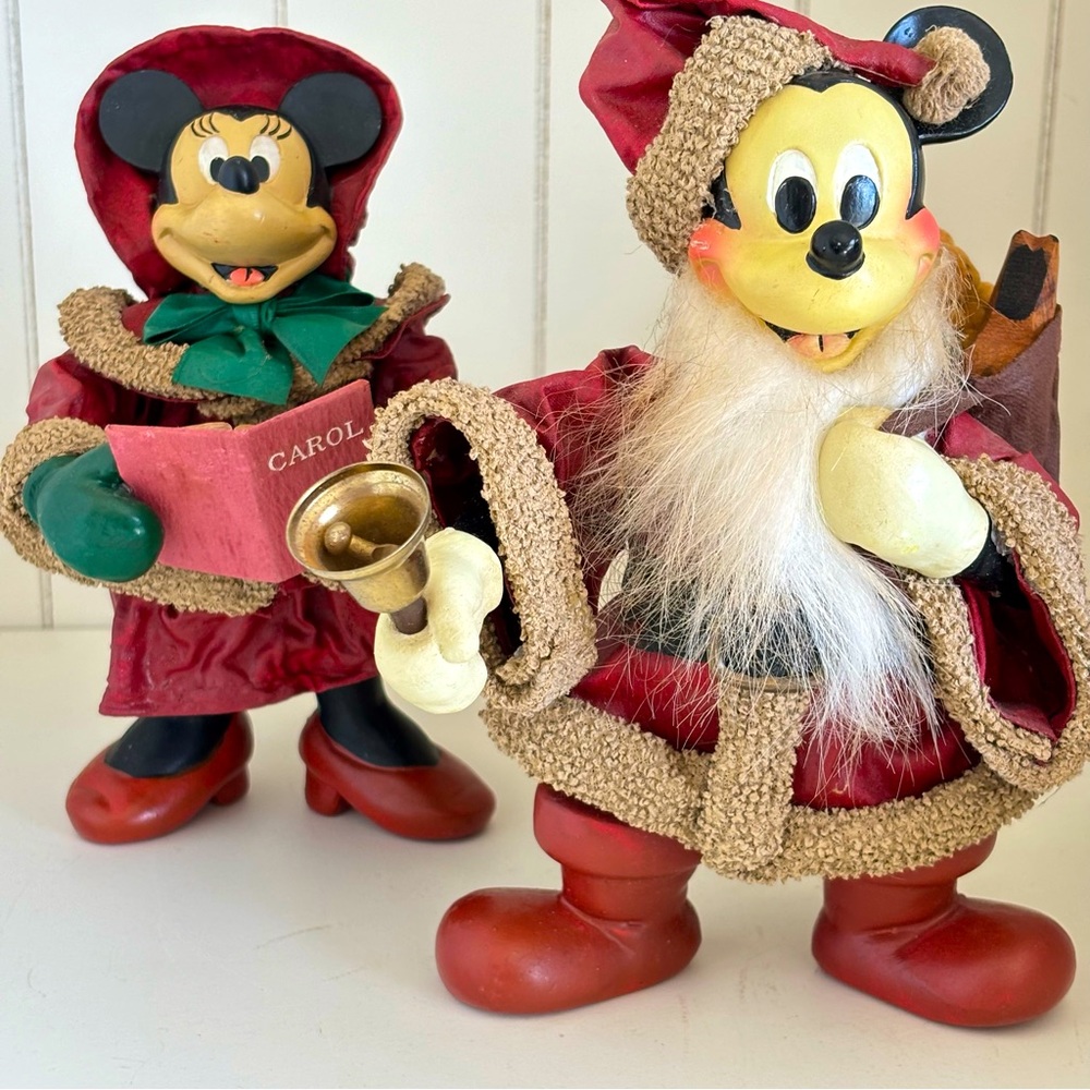 Vintage Mickey Mouse and Minnie Christmas Collectible Figurines